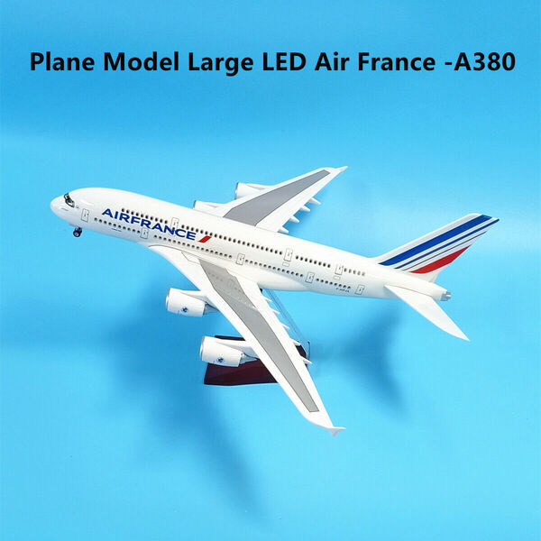 1:160 Air France A380 Plane Model / LED Light &amp; Wheel Airbus Aircraft Model 45cm