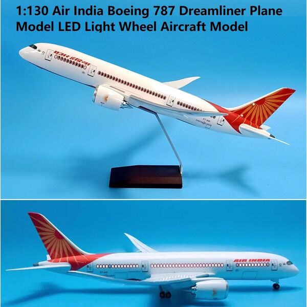 1:130 Air India Boeing 787 Dreamliner Plane Model LED Light Wheel Aircraft Model