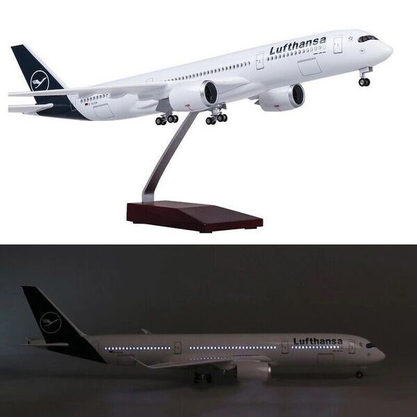 1:140 Lufthansa A350 Plane Model LED Light &amp;Landing Gear Airbus Aircraft Model