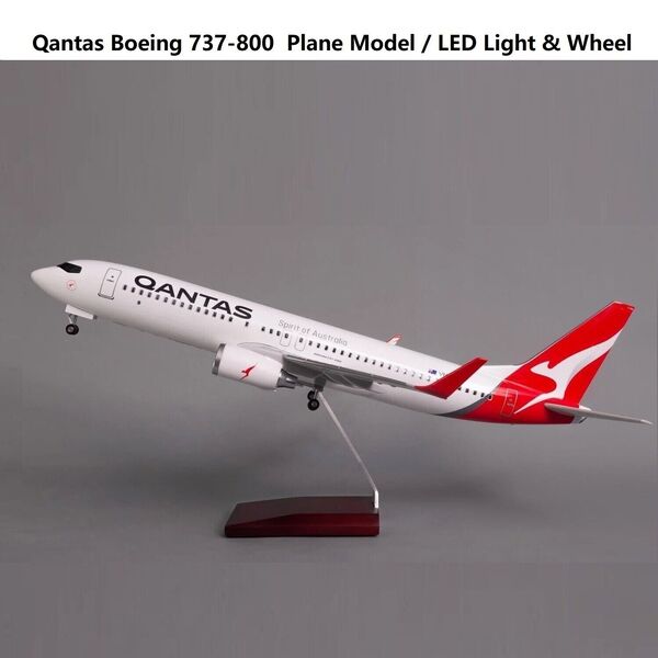 1:85 Fly Kangaroo Qantas 737 -800 Plane Model / LED Light &amp; Wheel Aircraft Model