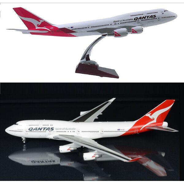 1:160 Fly Kangaroo Qantas B747 Plane Model / LED Light &amp; Wheel Aircraft Model