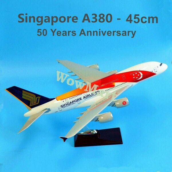 1:160 Singapore Airline A380 Plane Model 50 Year Aniversary Aircraft Model 45cm