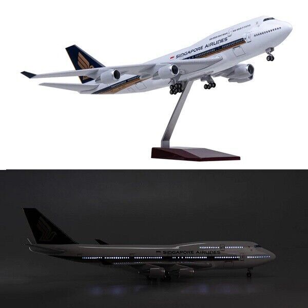 1:160 Singapore Airline B747 Plane Model / LED Light &amp; Wheel Aircraft Model 47cm