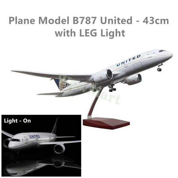 1:130 United Airlines Boeing 787 Plane Model / LED Light &amp; Wheels Aircraft Model