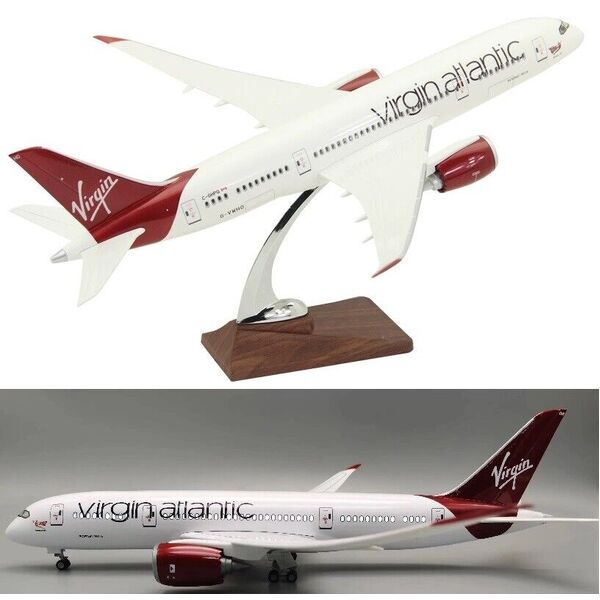 1:130 Virgin B787 Dreamliner Plane Model / LED Light Wheel Boeing Aircraft Model