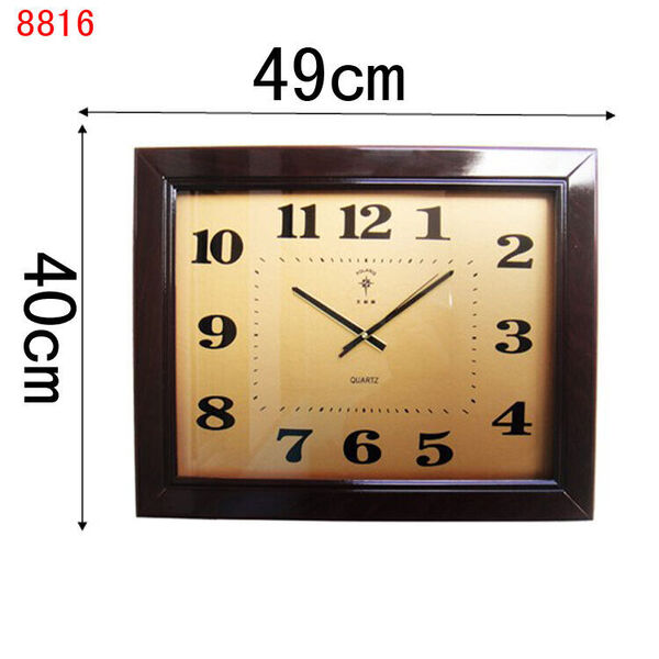 Home Decor Classic Style Wooden Wall Mounted Quartz Clock Sweep Movement 49x40cm