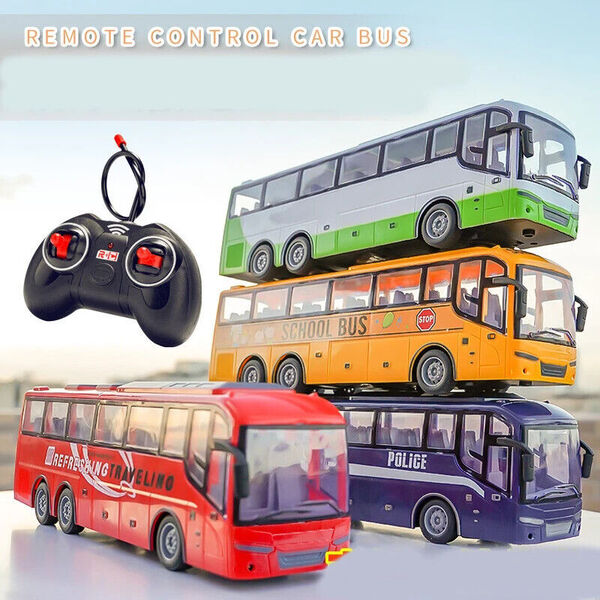 1:30 Kid Remote Control Bus Toy Light &amp; Sound Police School City Bus RC Toy