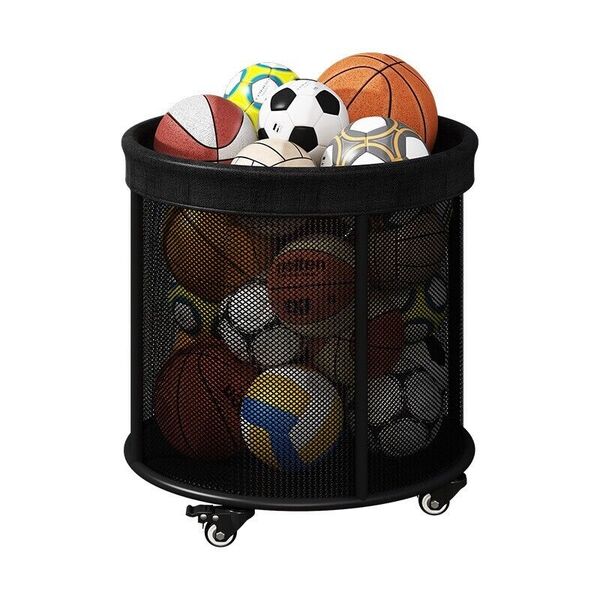 Garage Ball Storage Rolling Cart Sport Ball Storage Mesh Basket Cart Organizer