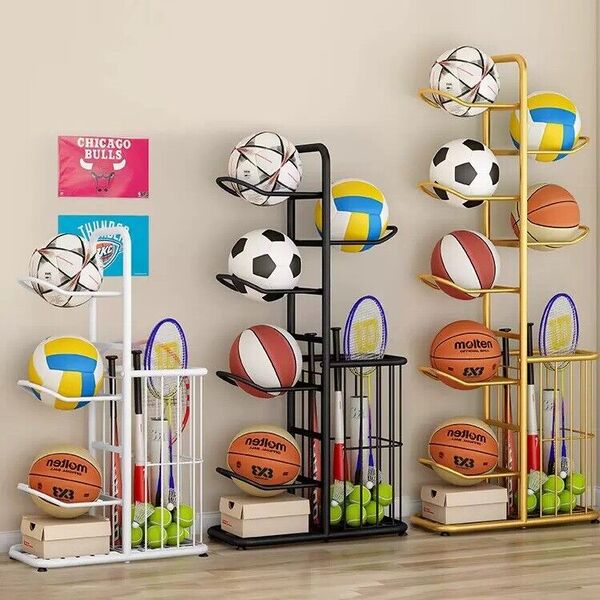 Basketball Soccer Ball Rack Holder Sport Storage Basket Organizer Display Stand