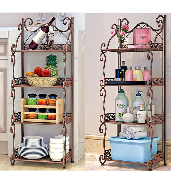 Foldable Metal Flower Pot Stand Book Shelf Bathroom Corner Shelf Display Rack 4T