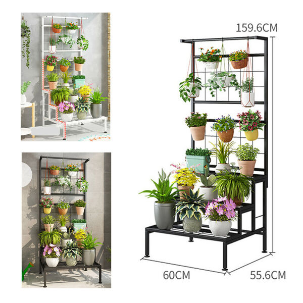 3-Tier Metal Hanging Plant Stand Flower Pot Planter Shelving Display Shelf Rack