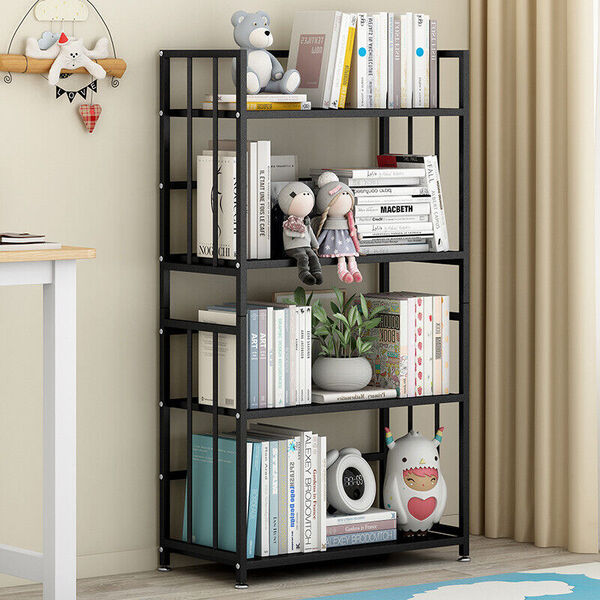 Metal Contemporary Bookshelf Bookcase Flower Display Shelf Storage Organizer