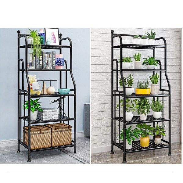 Metal Bookshelf Flower Planter Shelf Bathroom Caddy Corner Shelf Storage Unit