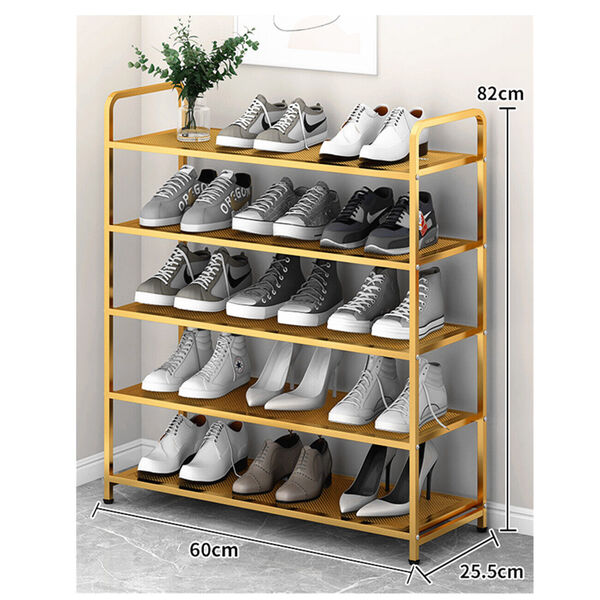 5 Tier Durable Metal Hallway Tower Shoe Rack Utility Storage Shelf Unit 60x82 cm