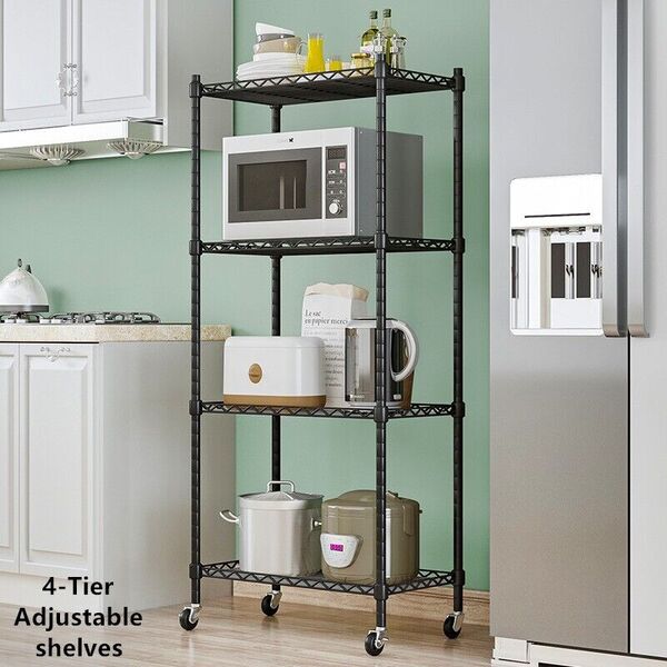 Portable Wire Shelving Unit Metal Storage Rack Shelf  Kitchen Bathroom Organizer