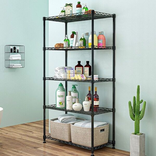 Wire Shelving Unit Metal Storage Rack Shelf Kitchen Bathroom Organizer 5 Tier