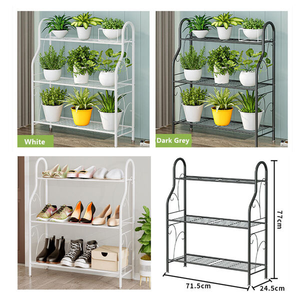 Metal Plant Stand Flower Pot Shelf Shoe Rack Bookshelf Utility Storage Organizer