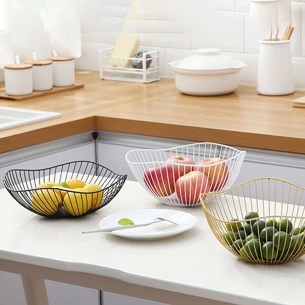 Metal Fruit Vegetable Bowl Basket Food Serving Basket Storage Organizer 