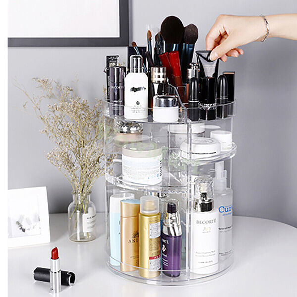 Acrylic Makeup Organizer 360 Degree Rotating Cosmetics Perfume Storage Stand