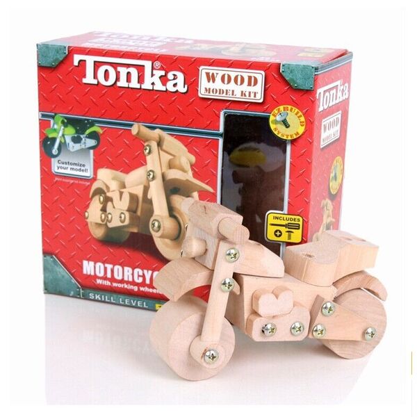 New Kid Craft DIY 3D Model Wooden Construction Toy TONKA Motorbike (40+ Pcs)