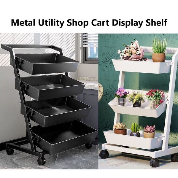 Metal Fruit Vege Storage Shelf Kitchen Island Cart Utility Display Shelf Cart