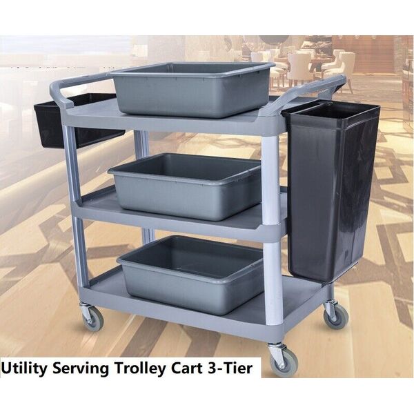 3 Tier Service Trolley Cart Restaurant Kitchen Serving Catering Trolley 80-100cm