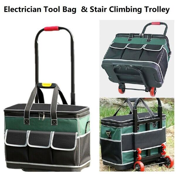 Heavy Duty Rolling Electrician Tool Bag &amp; Stair Climbing Tool Trolley 15-23&#39;&#39;