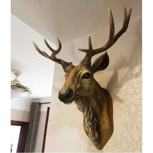 New Home Decor Wall Mount Sculpture Resin Stage Deer Head Antlers (40*45*24cm)