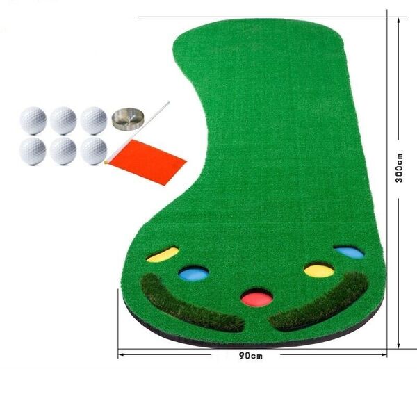 Portable Golf Slope Green Putting Mat Turf Grass Fairway Practic Training 3m