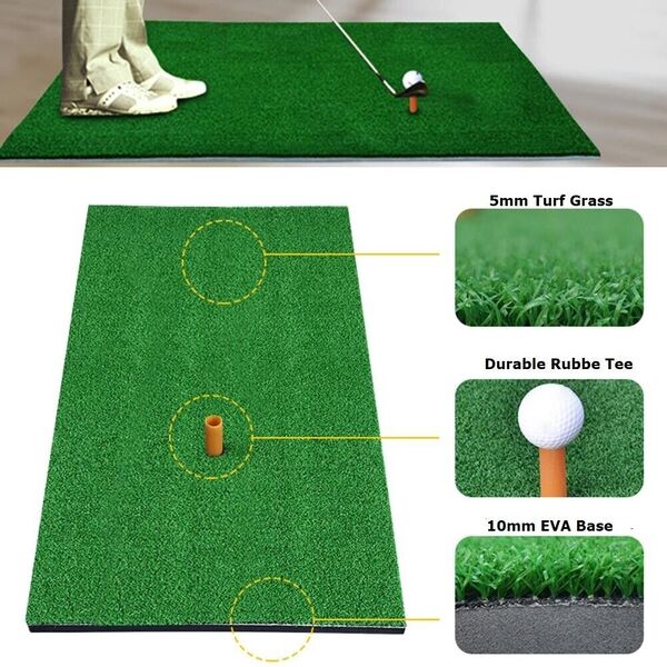 Golf Strike Hitting Mat Training Practice Driving Pitching Chipping 50x80cm Tee