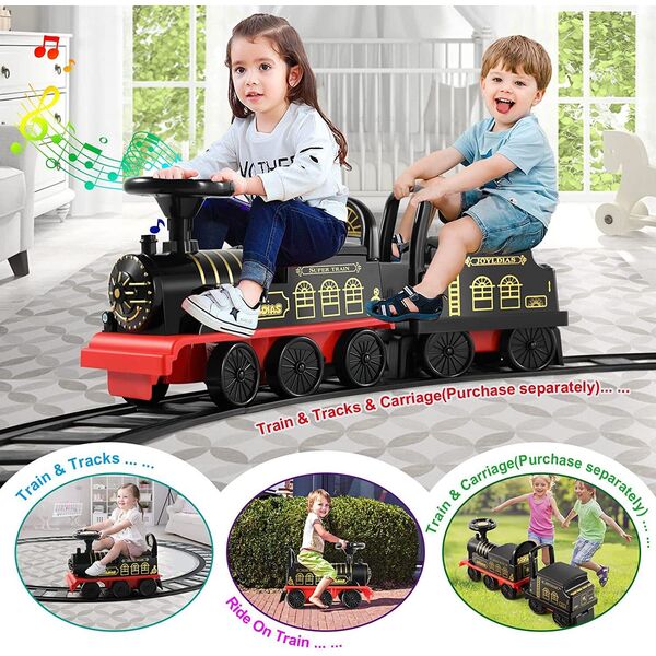 Kid 6V Electric Ride On Train Toy Motorized Train Engine Track Carriage Toy 3Y+