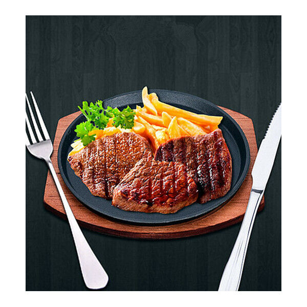 Cast Iron Sizzling Steak Hot Serving Plate Gratin Teppanyaki Dish BBQ Grill Tray