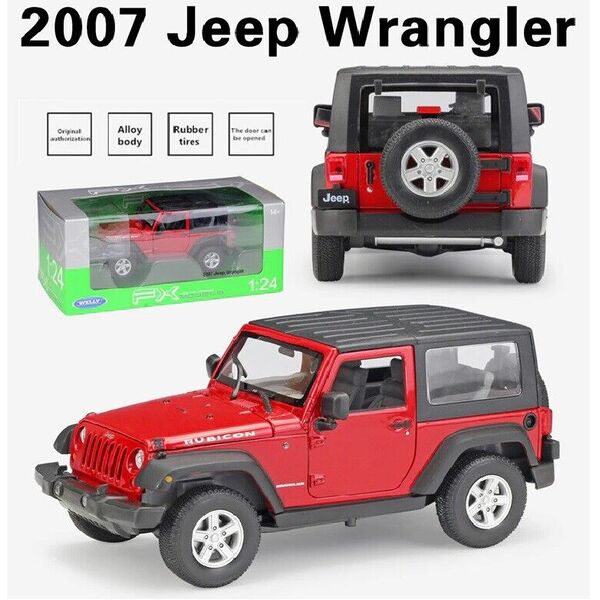 Welly 1:24 Metal Diecast Jeep Wrangler Rubicon Gift Car Model Toy Collection