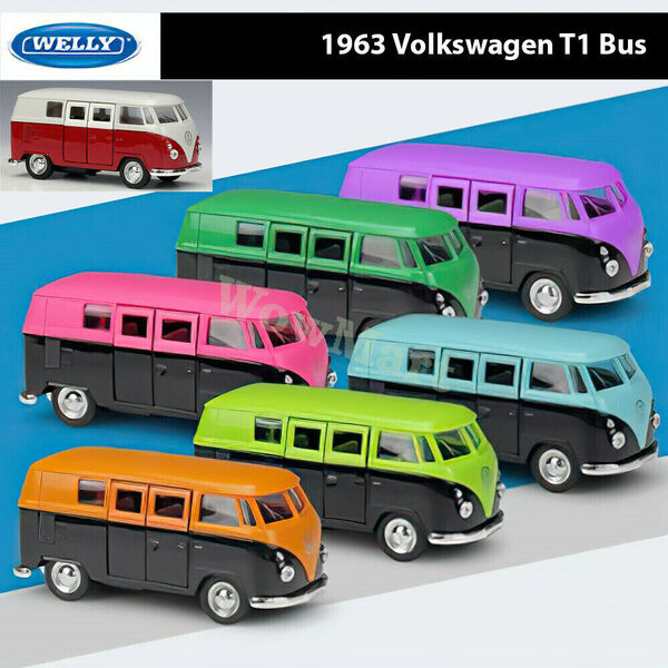 Welly 1:36 Die-cast Volkswagen Car Model 1963 T1 Bus Double Cabin Pick-Up Van