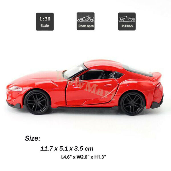 WELLY 1:36 Sport Car Toyota Supra Red Diecast Pull Back Car Model Toy Collection