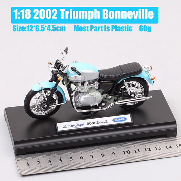 Welly 1:18 2002 TRIUMPH Bonneville Motorcycle Motorbike Collection Model &amp; Stand