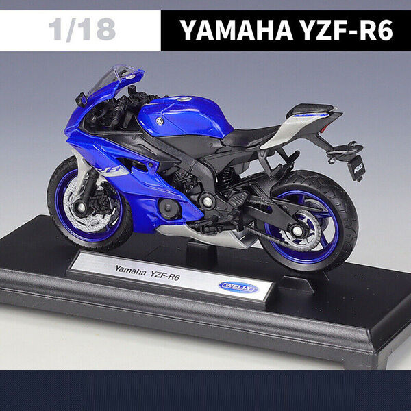 Welly 1:18 Yamaha YZF-R6 Motorcycle Motorbike Collection Model &amp; Stand 11x4.6cm