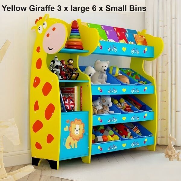 4 Tier Wooden Kid Toy Box Storage Organizer Rack Display Bookshelf Cabinet 8 Bin