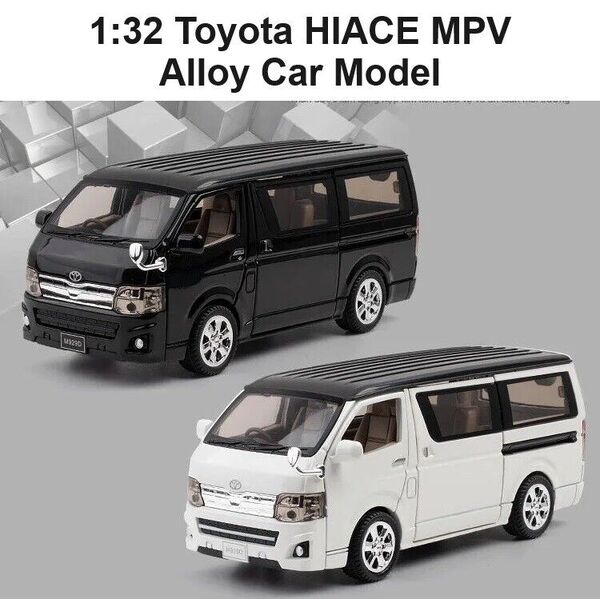 1:32 Alloy Toyota Hiace MPV Van Car Model Light &amp; Sound Car Model Toy Collection