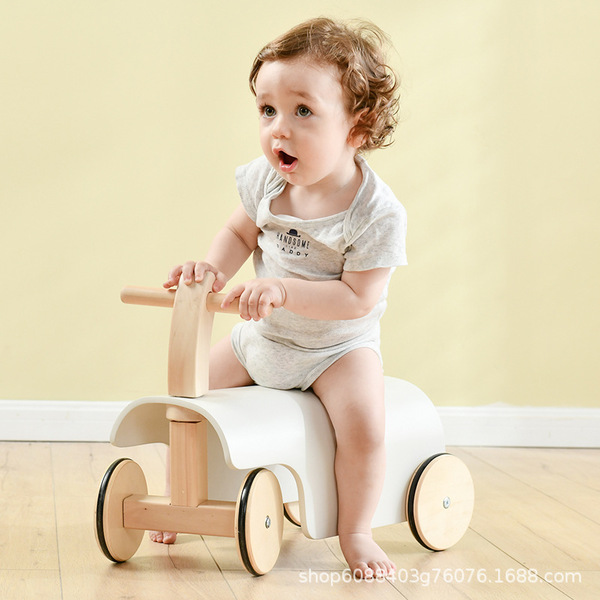 2 -In-1 Wooden Kid Toddler Baby 4 Wheel Ride-On Balance Car / Baby Walker 1Y+