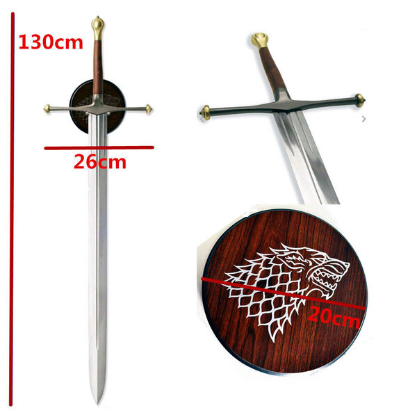 Game of Thrones Ice Sword Eddard Stark &amp; Wall Plaque Metal Replica Full Size