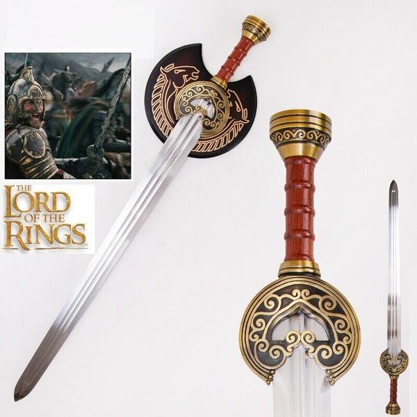 Lord of the Rings King Theoden Herugrim Sword &amp; Plaque Medieval Sword Decoration