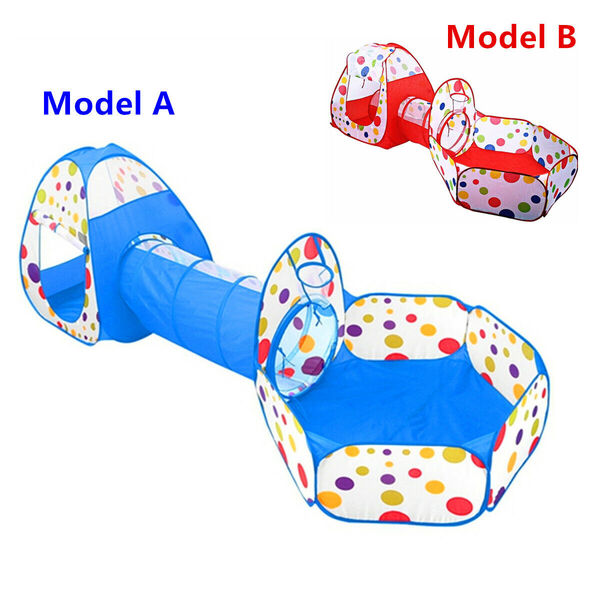 Kid Toddler 3-In-1 Pop Up Play Tent Tunnel Ball Pit Set Cubby Playhouse 2-Option