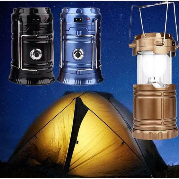 Portable Camping Hiking Tent Lamp Lantern Torch Rechargeable 6 LED Solar Power