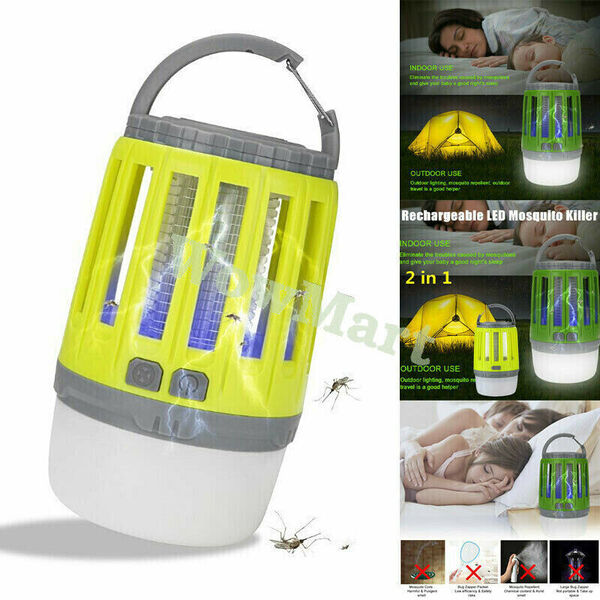 2-In-1 Bug Zapper LED Camping Lantern USB Recharge Mosquito Killer Lamp