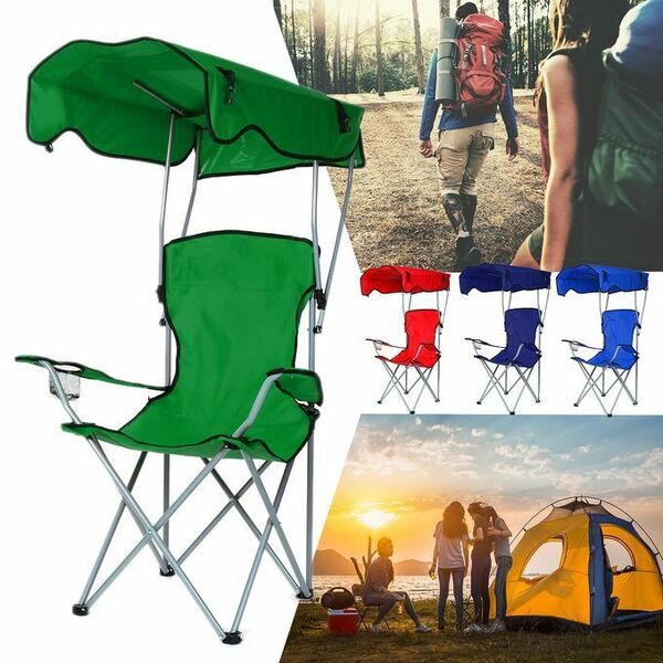 Portable Canopy Camping Chair Foldable Sun Shade Beach Fishing Outdoor Chair