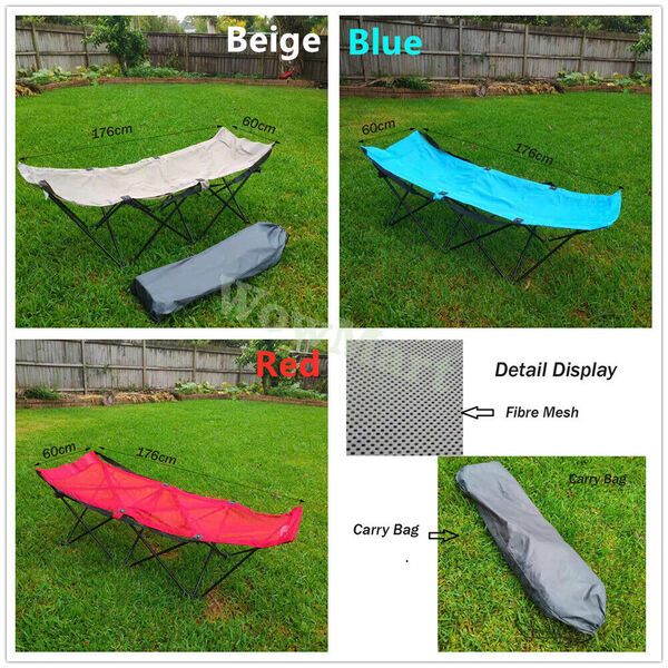 Portable Folding Indoor &amp; Camping cooling Lounge Steel Frame Beach Mesh Sun Bed