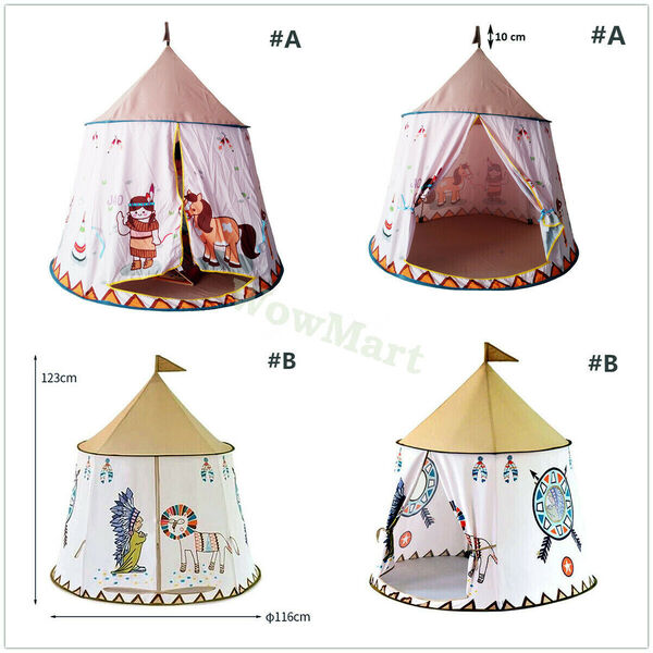 Kid Indian Teepee Wigwam Pop Up Play Tent Outdoor Indoor Playhouse 115x120cm