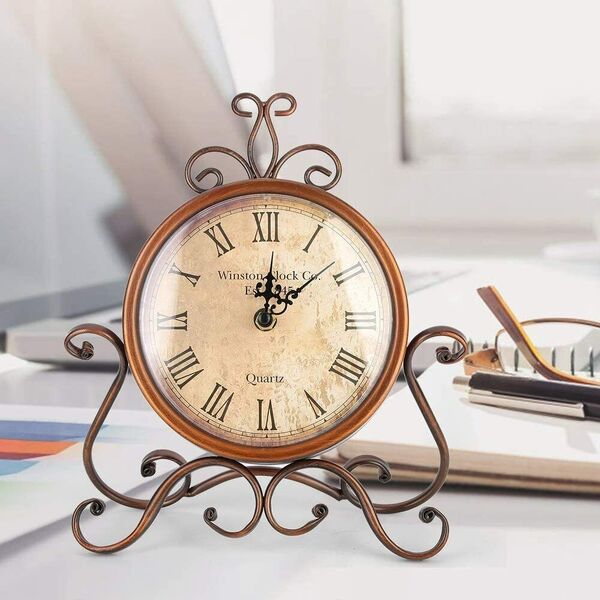 Vintage Retro Style Desktop Table Bedside Clock French Country Decor 24*6.5*28cm