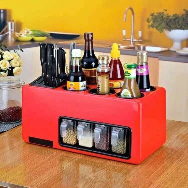 All-in-one Desktop Multi-function Kitchen Organizer Cooking Utensils -Red